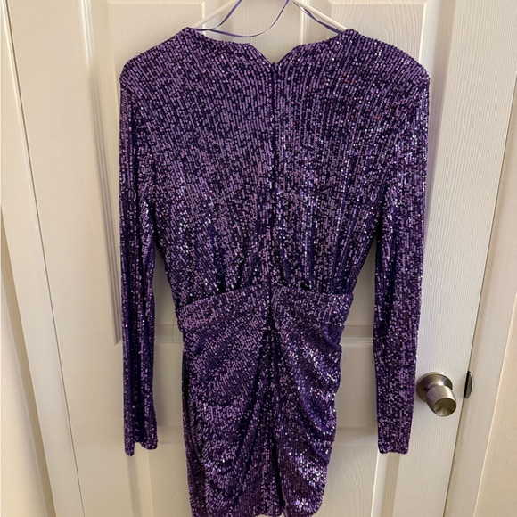 Purple Sequin Wrap Dress - Picture 2 of 2